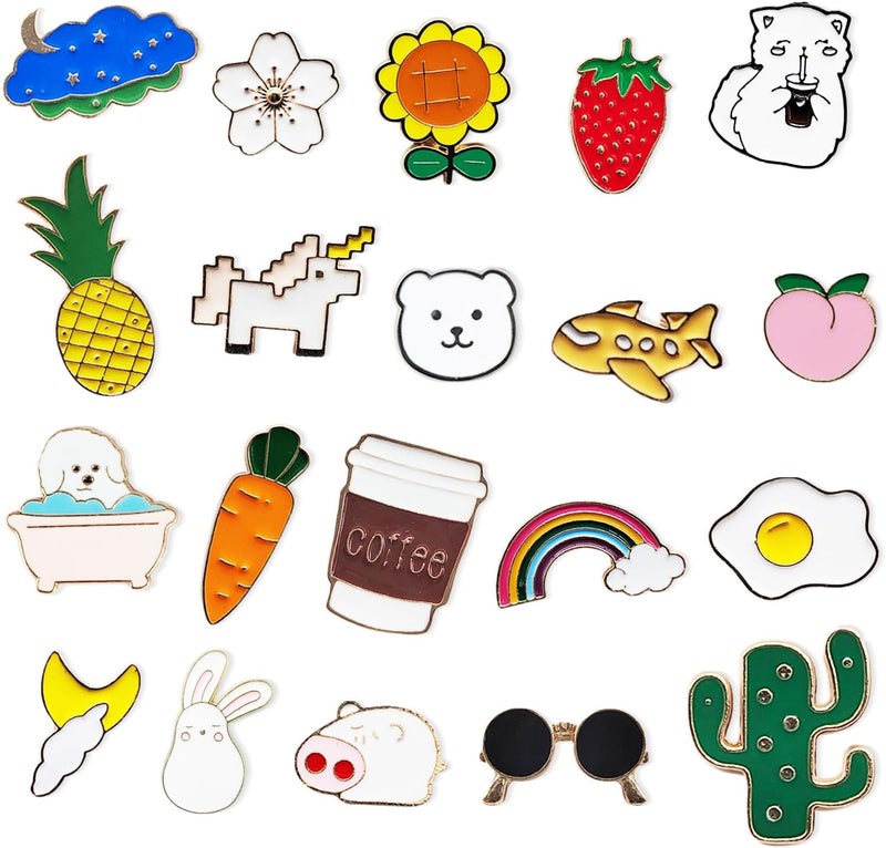 Bayurht 20Pcs Enamel Pins Set, Cute Funny Anime Cartoon Brooch Pins for Backpacks, Hat, Shoe, Bags, Clothes, Button Badges Accessories for Collectors - Image 1